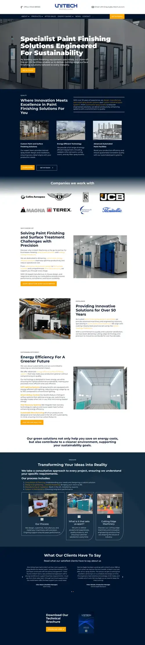 Unitech Machinery website - SEO Expert and Web Design Staffordshire