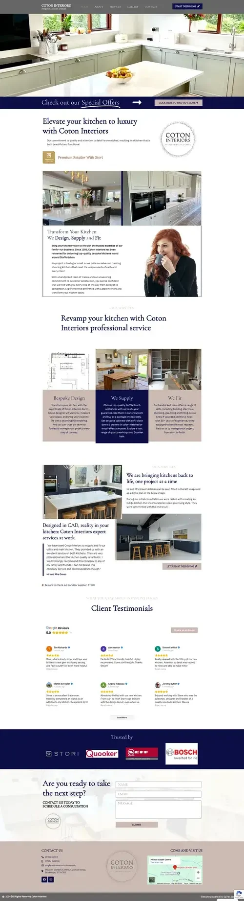 Coton Interiors website design - Web Design Staffordshire by Spires Web Tech