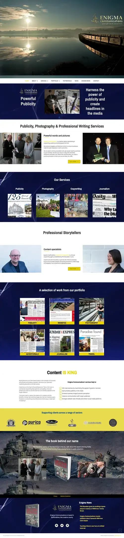 Enigma Communications website - Web Design Staffordshire by Spires Web Tech