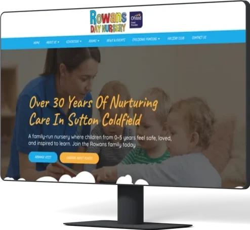 rowans day nursery desktop website created by spires web tech in burntwood