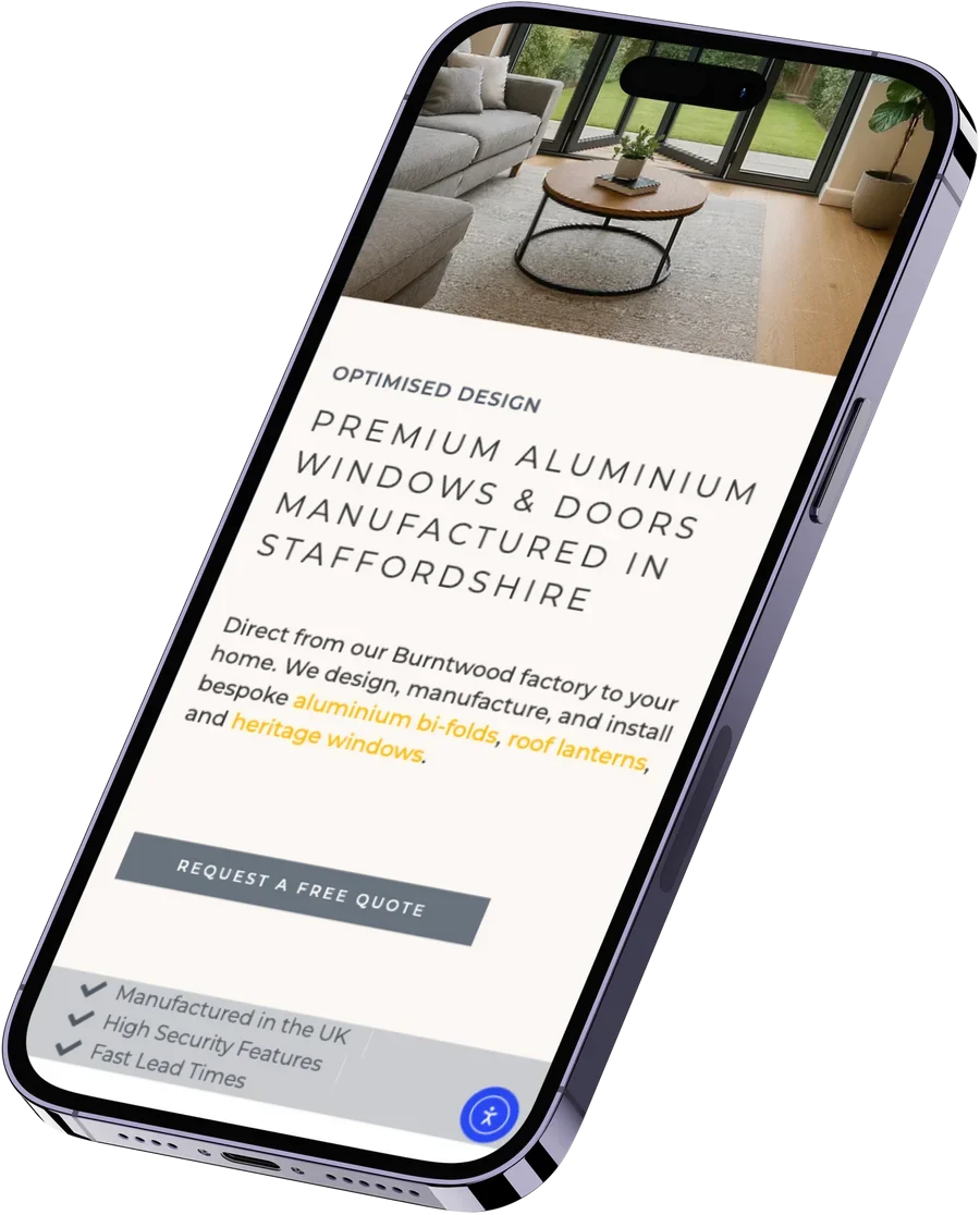 Indus Aluminium website on mobile