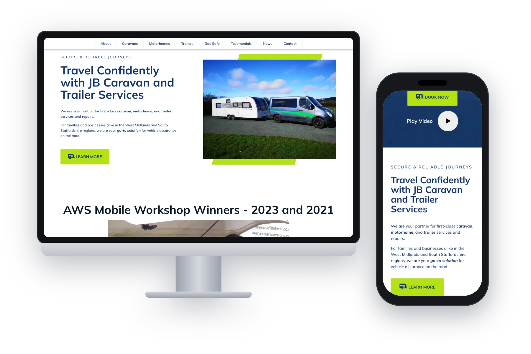 JB Caravan & Trailer Services website design
